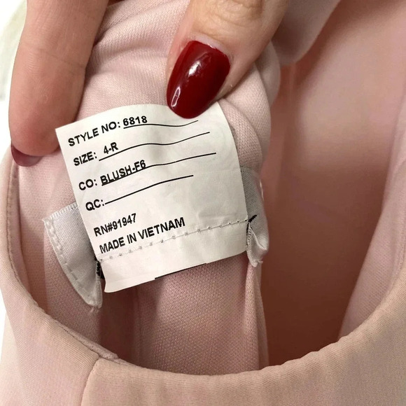 After Six Blush High Neck Chiffon Draped Front Slit Style 6818 Bridesmaid Dress - Picture 12 of 15